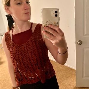 Crochet Knit Brick Red Tank - Never Worn!